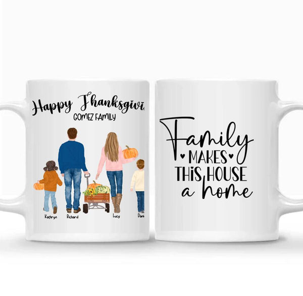 Personalized Autumn Thanksgiving Parents with Girl and Boy Coffee Mug