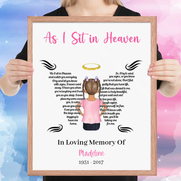 Personalized As I Sit In Heaven for Baby Girl Poster