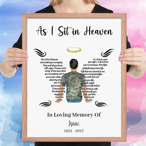 Personalized As I Sit In Heaven for Young Man Poster