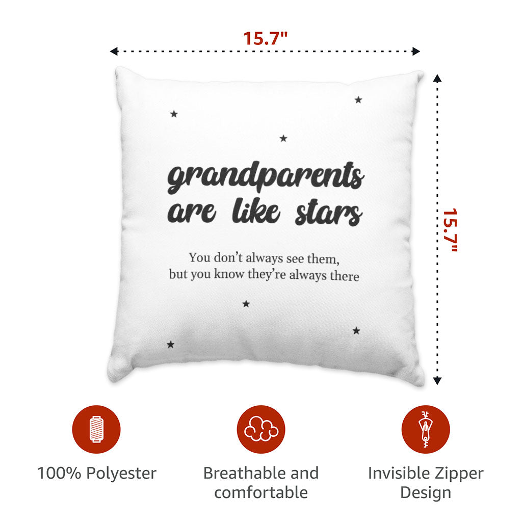 Grandparents Are Like Stars Square Pillow Cases - Phrase Pillow Covers - Minimalist Pillowcases