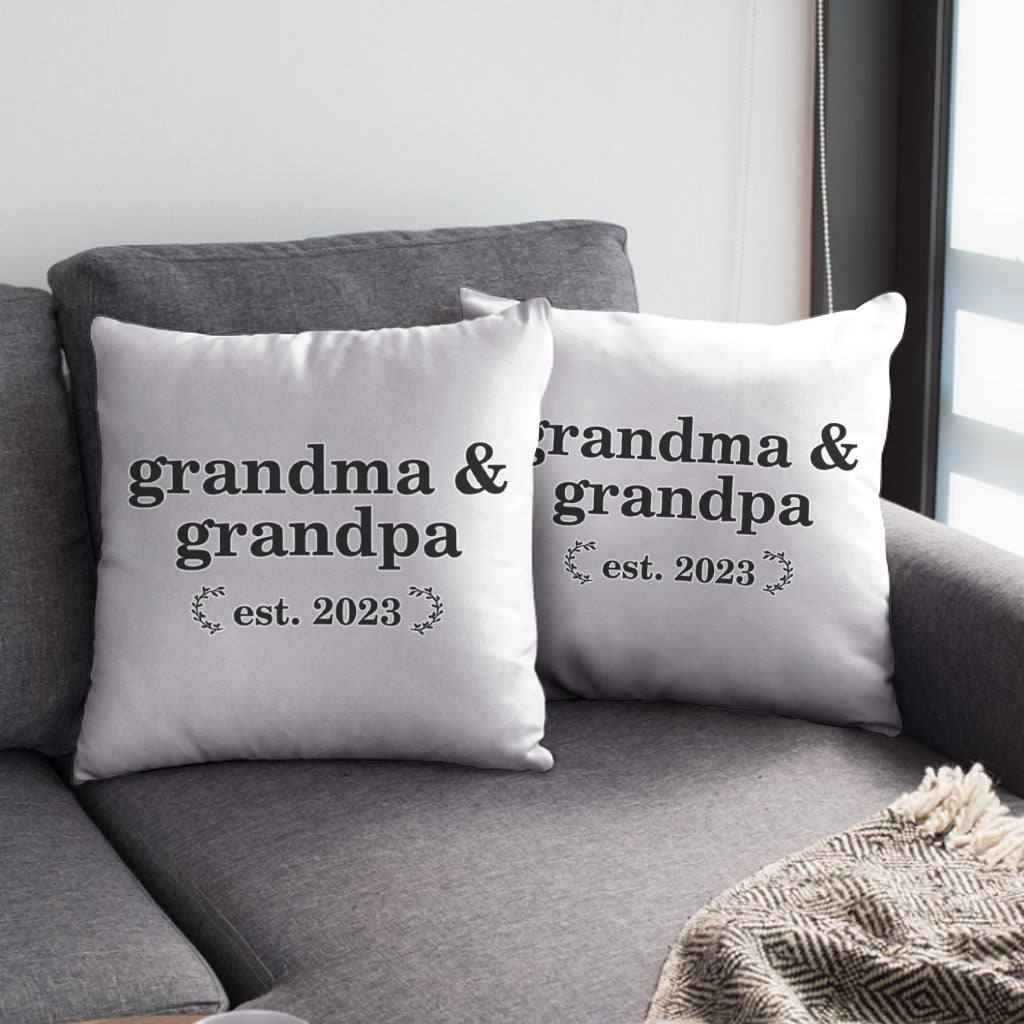 Grandma and Grandpa Square Pillow Cases - Word Art Pillow Covers - Unique Pillowcases