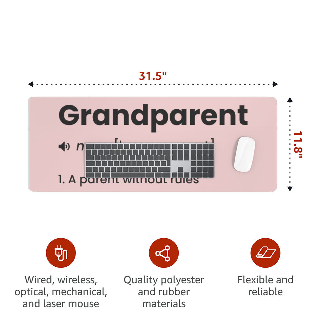 Grandparent Definition Desk Mat - Minimalist Desk Pad - Word Print Laptop Desk Mat