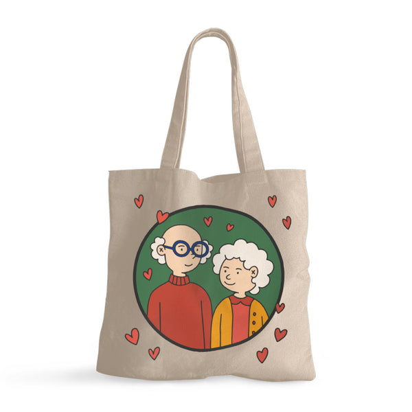 Cute Grandparents Small Tote Bag - Graphic Shopping Bag - Portrait Tote Bag
