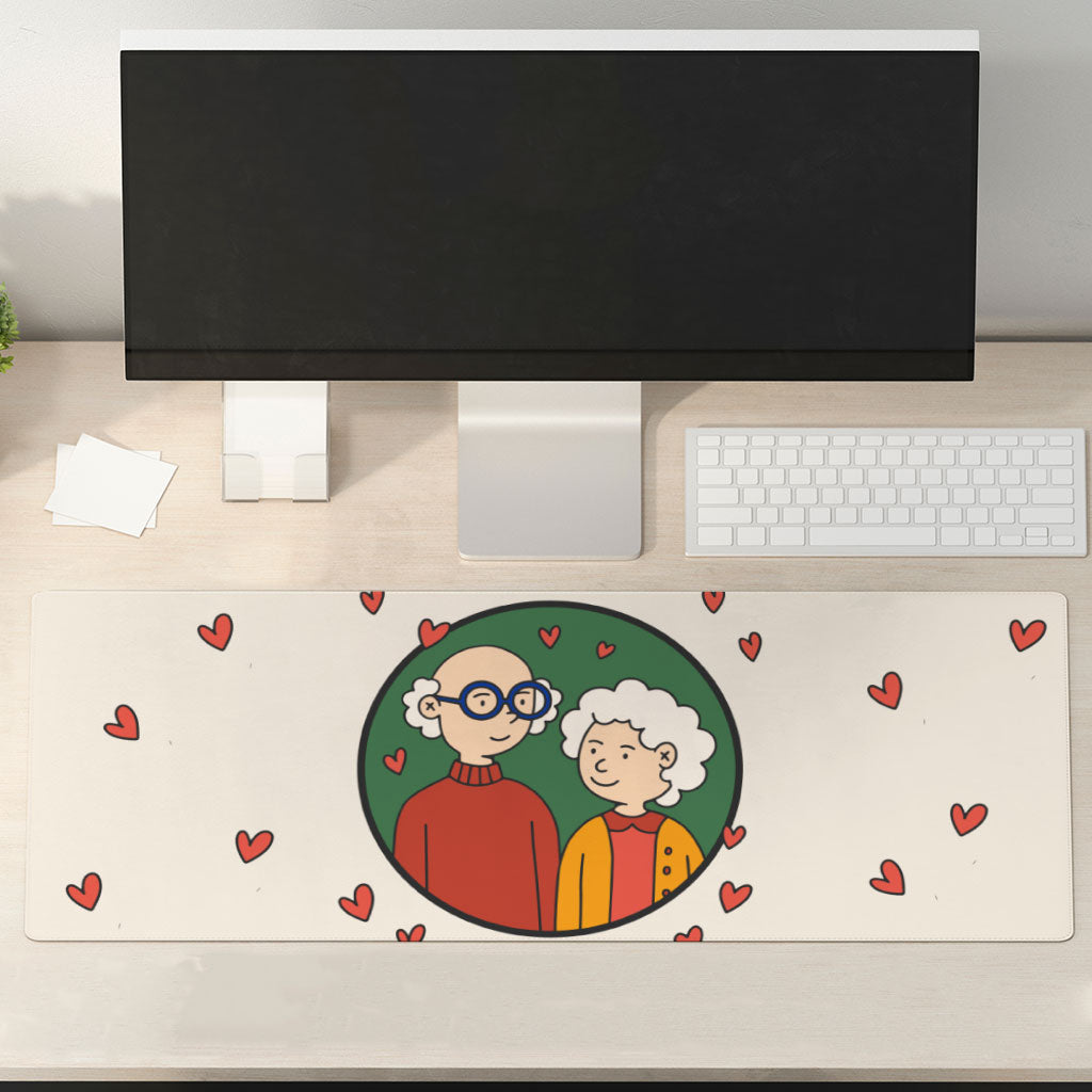 Cute Grandparents Desk Mat - Graphic Desk Pad - Portrait Laptop Desk Mat