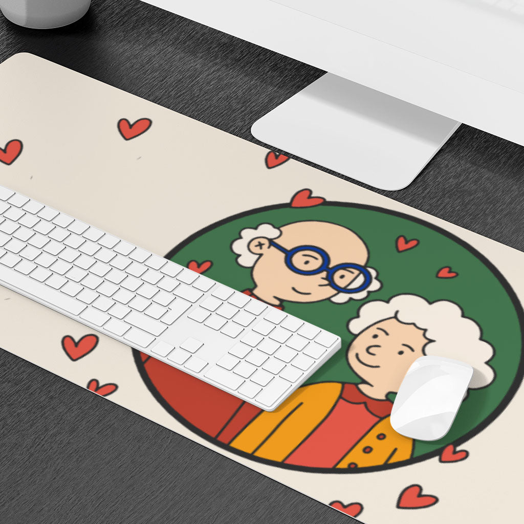 Cute Grandparents Desk Mat - Graphic Desk Pad - Portrait Laptop Desk Mat