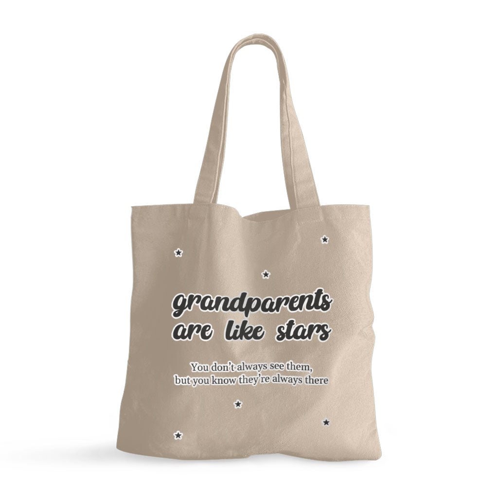Grandparents Are Like Stars Small Tote Bag - Phrase Shopping Bag - Minimalist Tote Bag