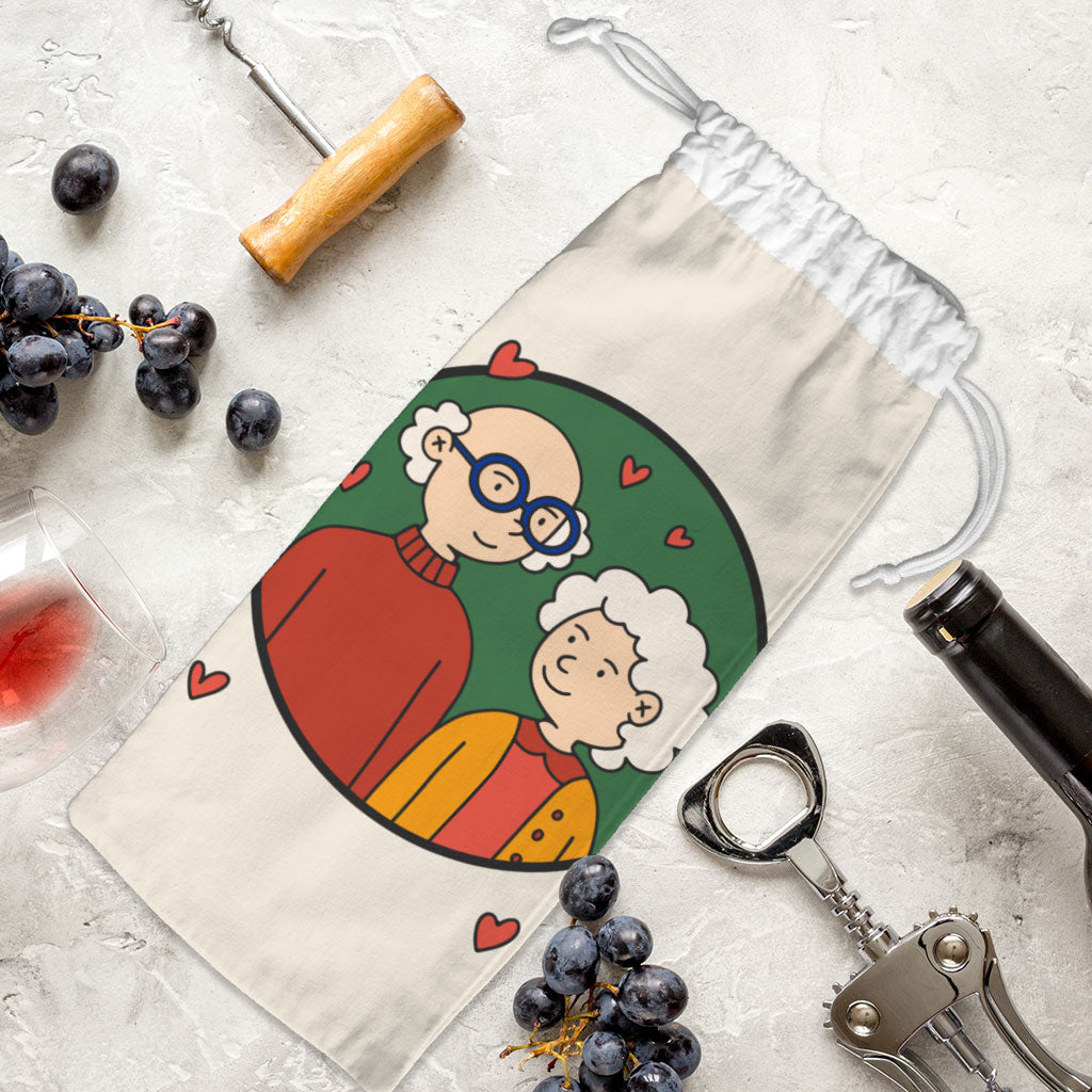 Cute Grandparents Wine Tote Bag - Graphic Wine Tote Bag - Portrait Wine Tote Bag