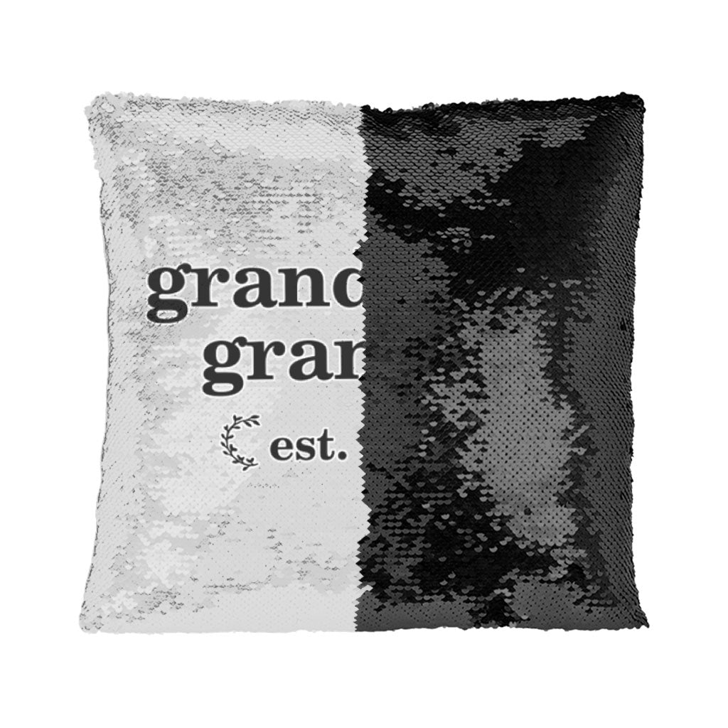 Grandma and Grandpa Sequin Pillow Case - Word Art Pillow Case - Unique Pillowcase