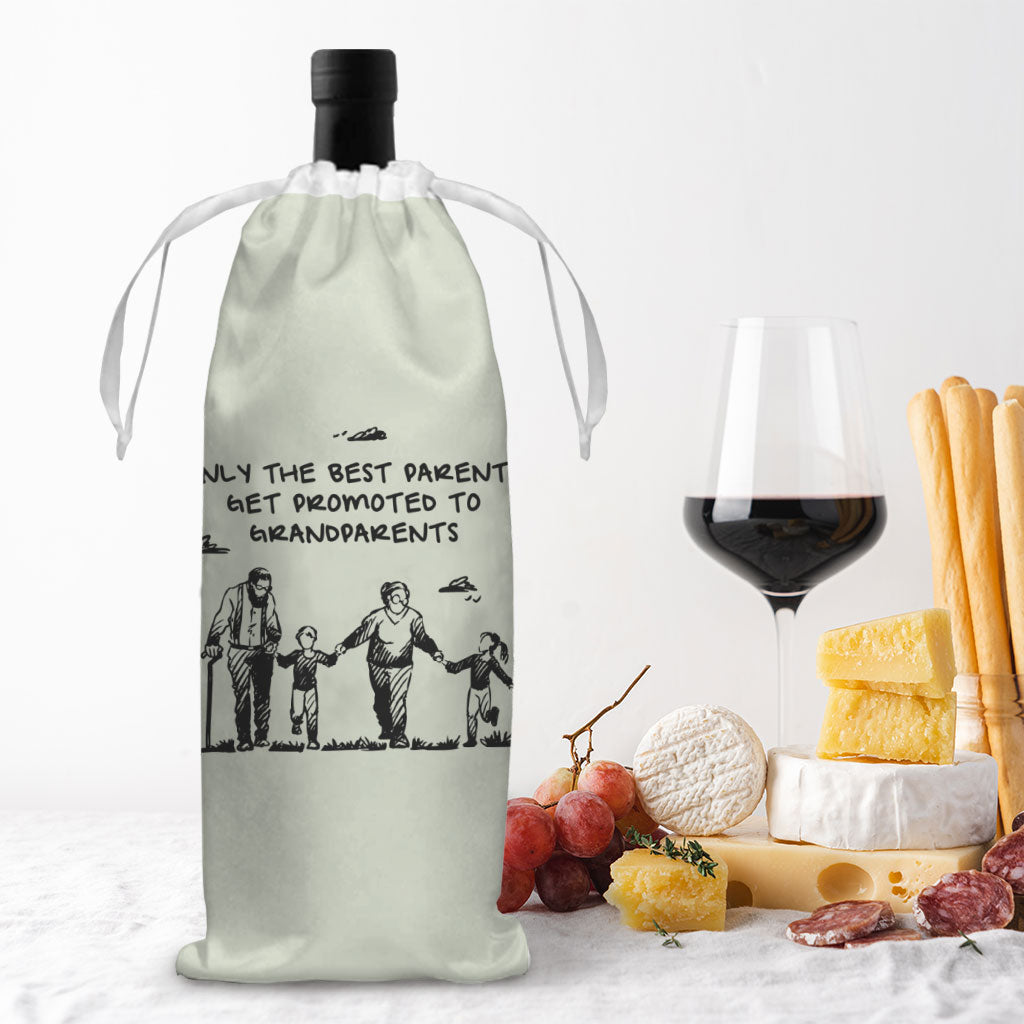 Get Promoted to Grandparents Wine Tote Bag - Illustration Wine Tote Bag - Art Wine Tote Bag