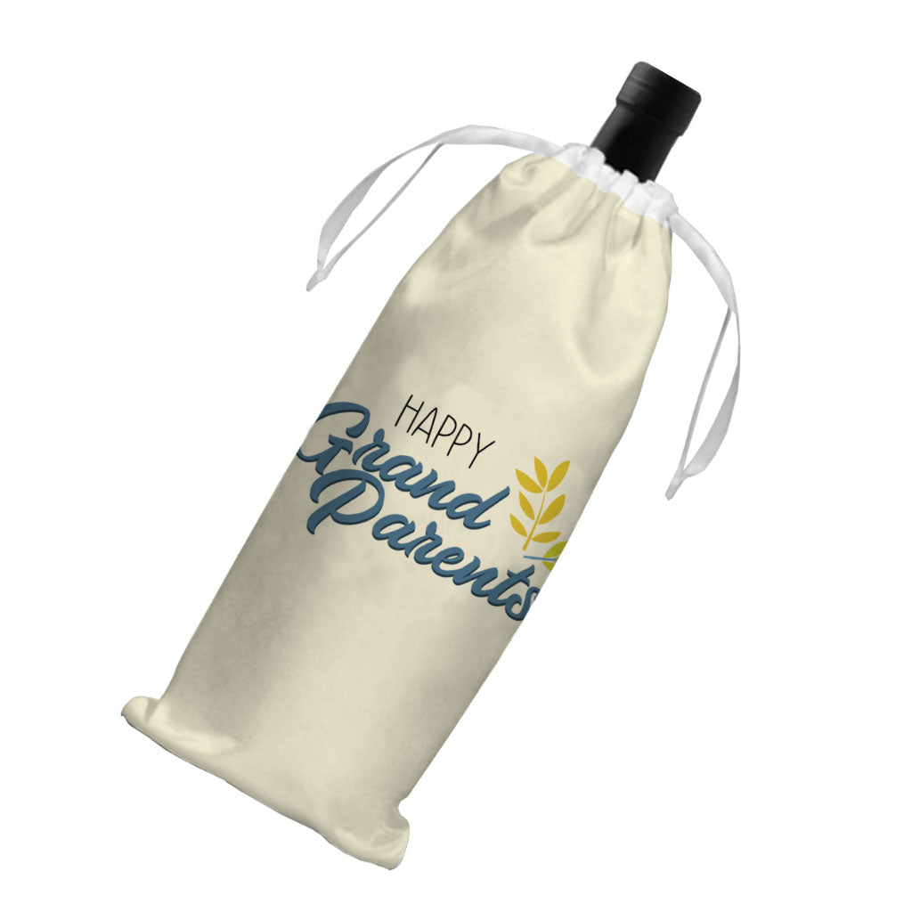Happy Grandparents Wine Tote Bag - Word Print Wine Tote Bag - Cute Wine Tote Bag