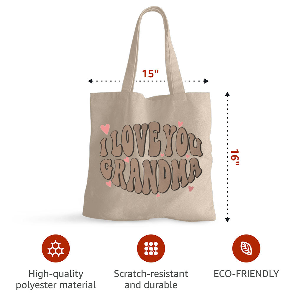 I Love You Grandma Small Tote Bag - Unique Shopping Bag - Graphic Tote Bag