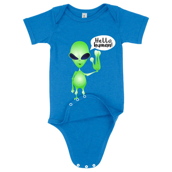 Baby Jersey Hello Human Onesie - Alien Onesie