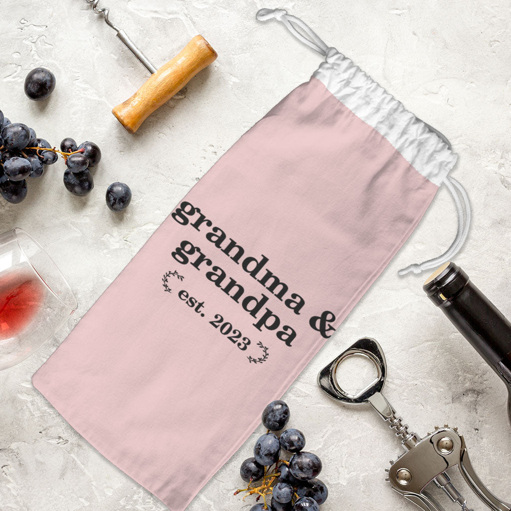 Grandma and Grandpa Wine Tote Bag - Word Art Wine Tote Bag - Unique Wine Tote Bag