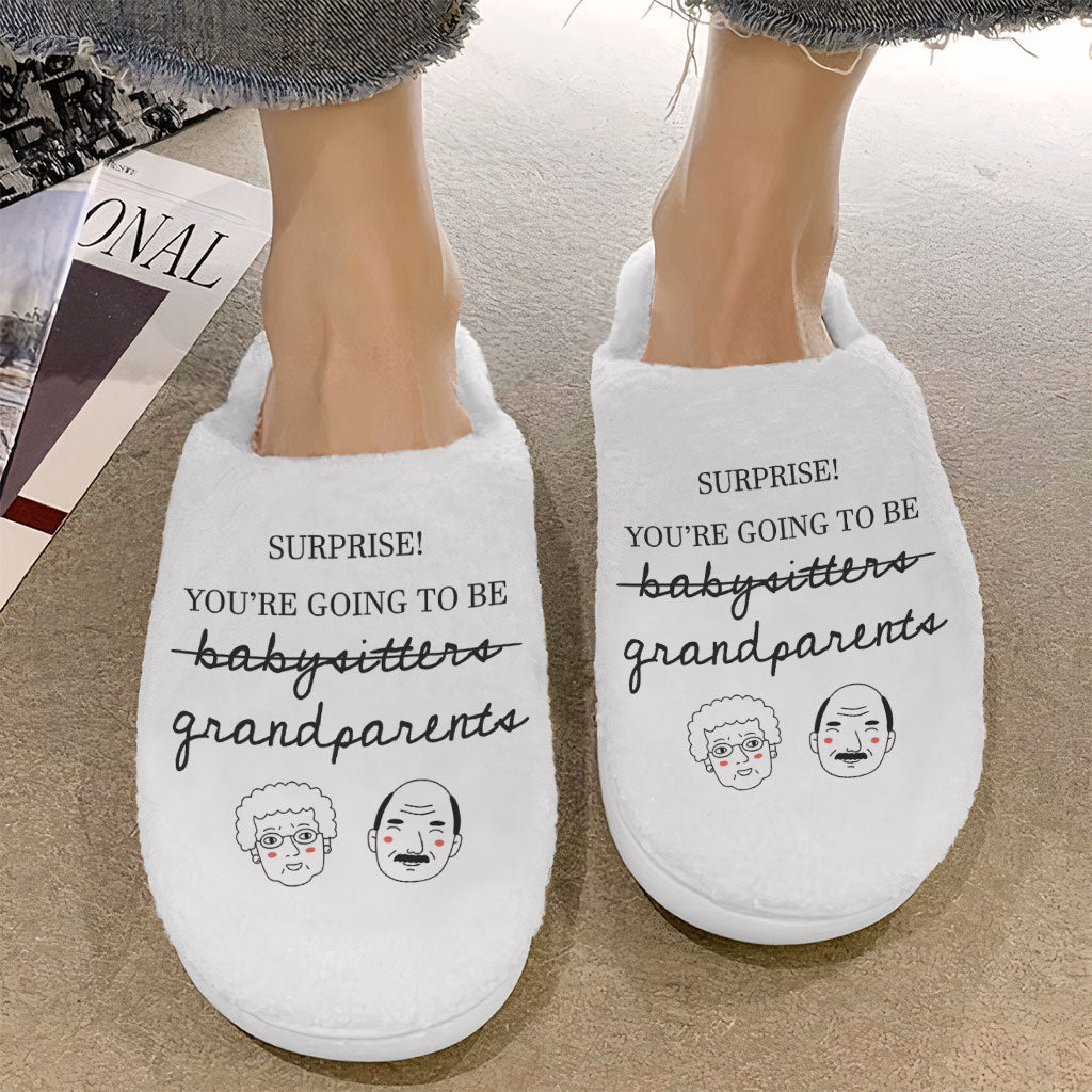 You're Going to Be Grandparents Memory Foam Slippers - Print Slippers - Word Art Slippers