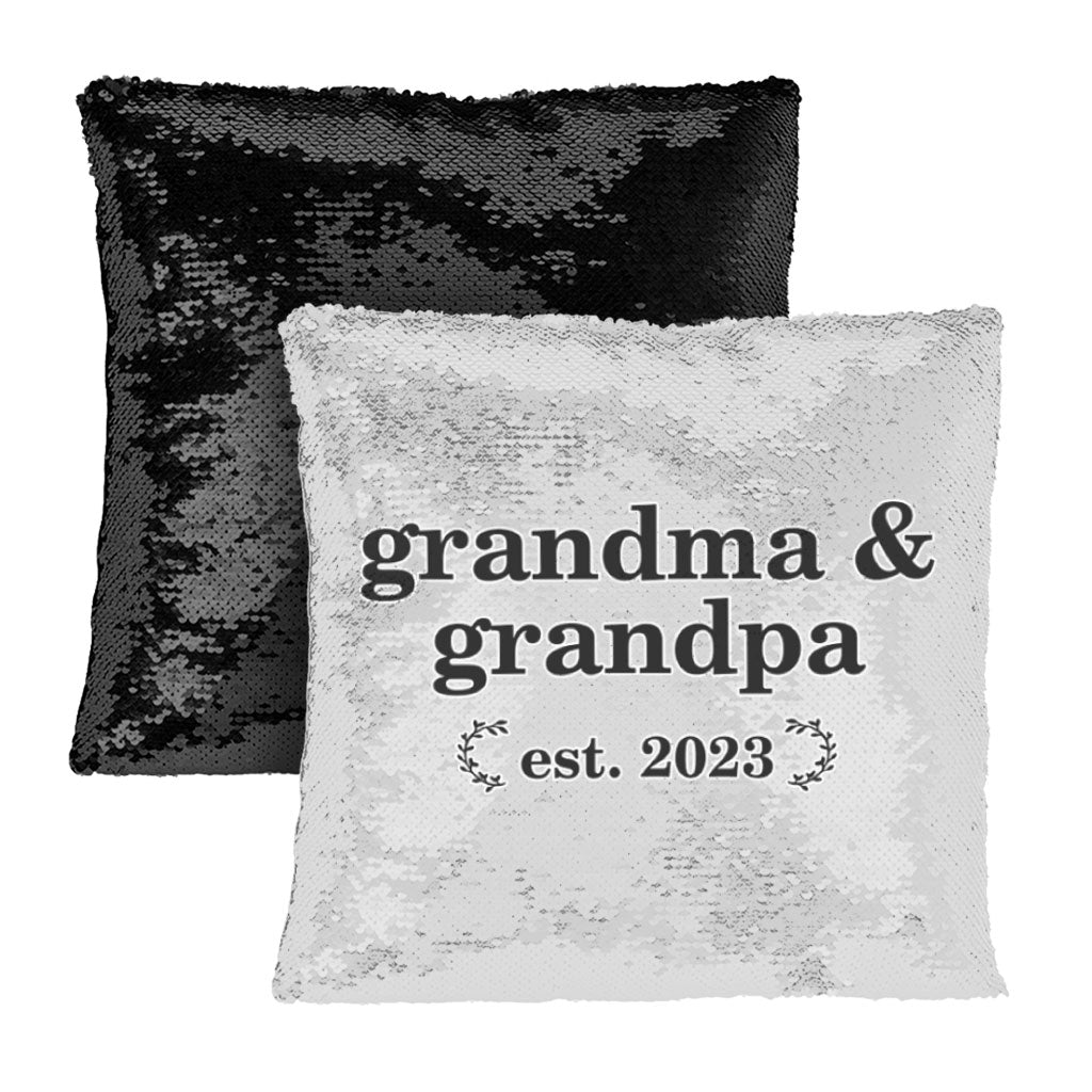 Grandma and Grandpa Sequin Pillow Case - Word Art Pillow Case - Unique Pillowcase