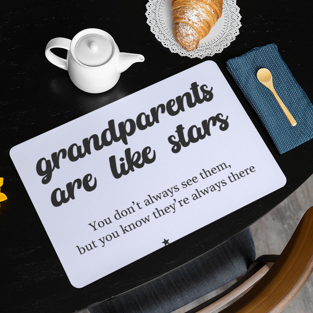 Grandparents Are Like Stars Placemats 2 PCS - Phrase Placemats for Kitchen Table - Minimalist Table Mats