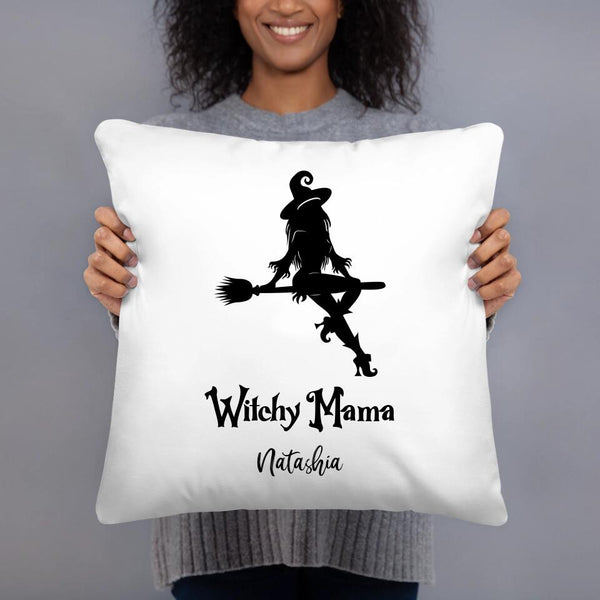 Personalized Sexy Witch Mama With Name Throw Pillow