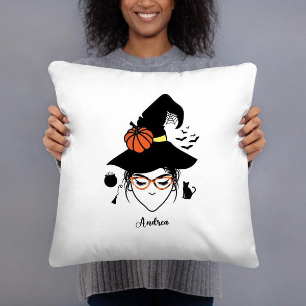 Personalized Halloween Witch Mom with Name Throw Pillow