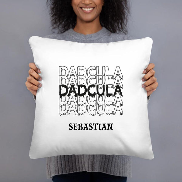 Personalizes Halloween Dadcula for Dad Throw Pillow