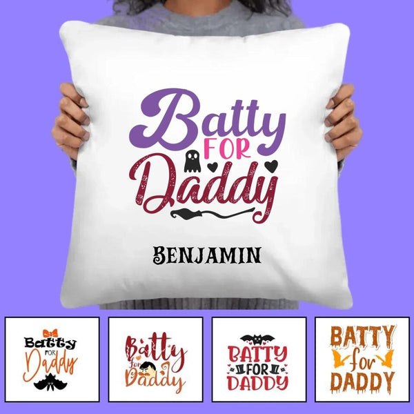 Personalized Halloween Batty for Daddy Throw Pillow