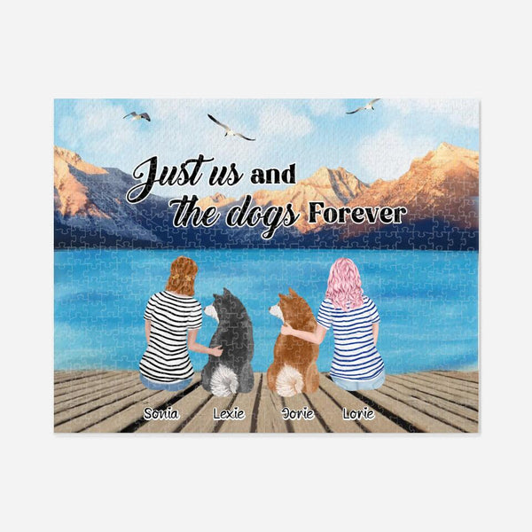 Personalized Two Female Bestfriend With Dogs Puzzle