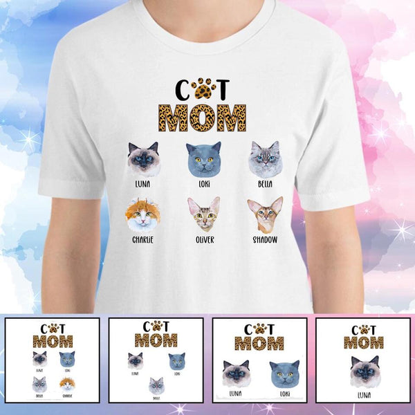 Personalized Cat Mom With Cat Faces T-Shirt