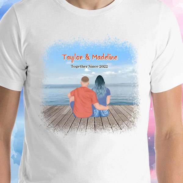 Personalized Couple Sitting T-Shirt