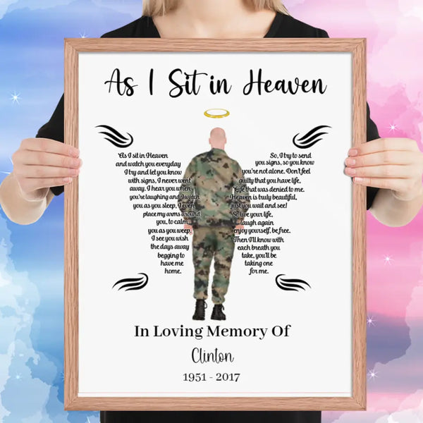 Personalized As I Sit In Heaven for Soldier Poster