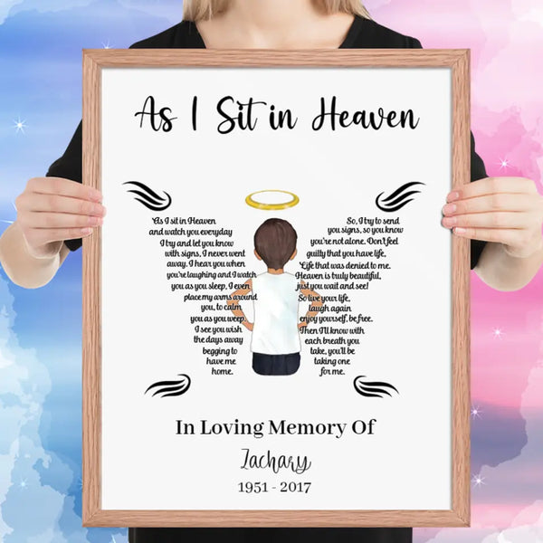 Personalized As I Sit In Heaven for Baby Boy Poster