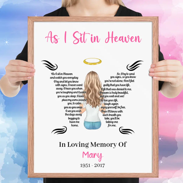 Personalized As I Sit In Heaven for Young Lady Poster