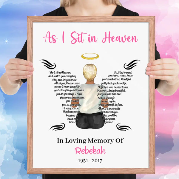 Personalized As I Sit In Heaven for Older Woman Poster