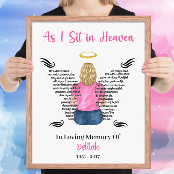 Personalized As I Sit In Heaven for Adult Female Poster