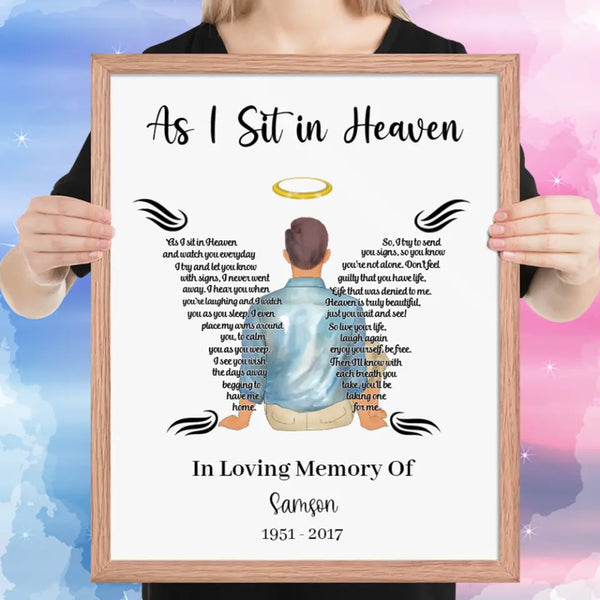 Personalized As I Sit In Heaven for Adult Male Poster