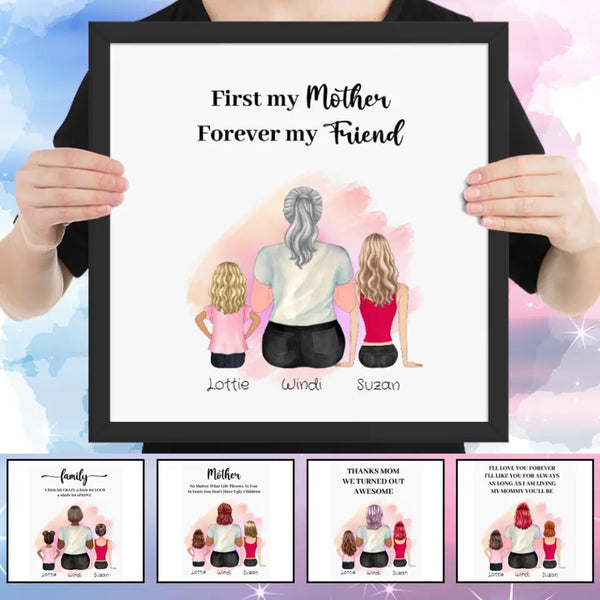 Personalized Mom With Two Daughters Poster