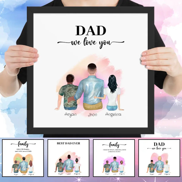 Personalized Dad with Son & Daughter Poster