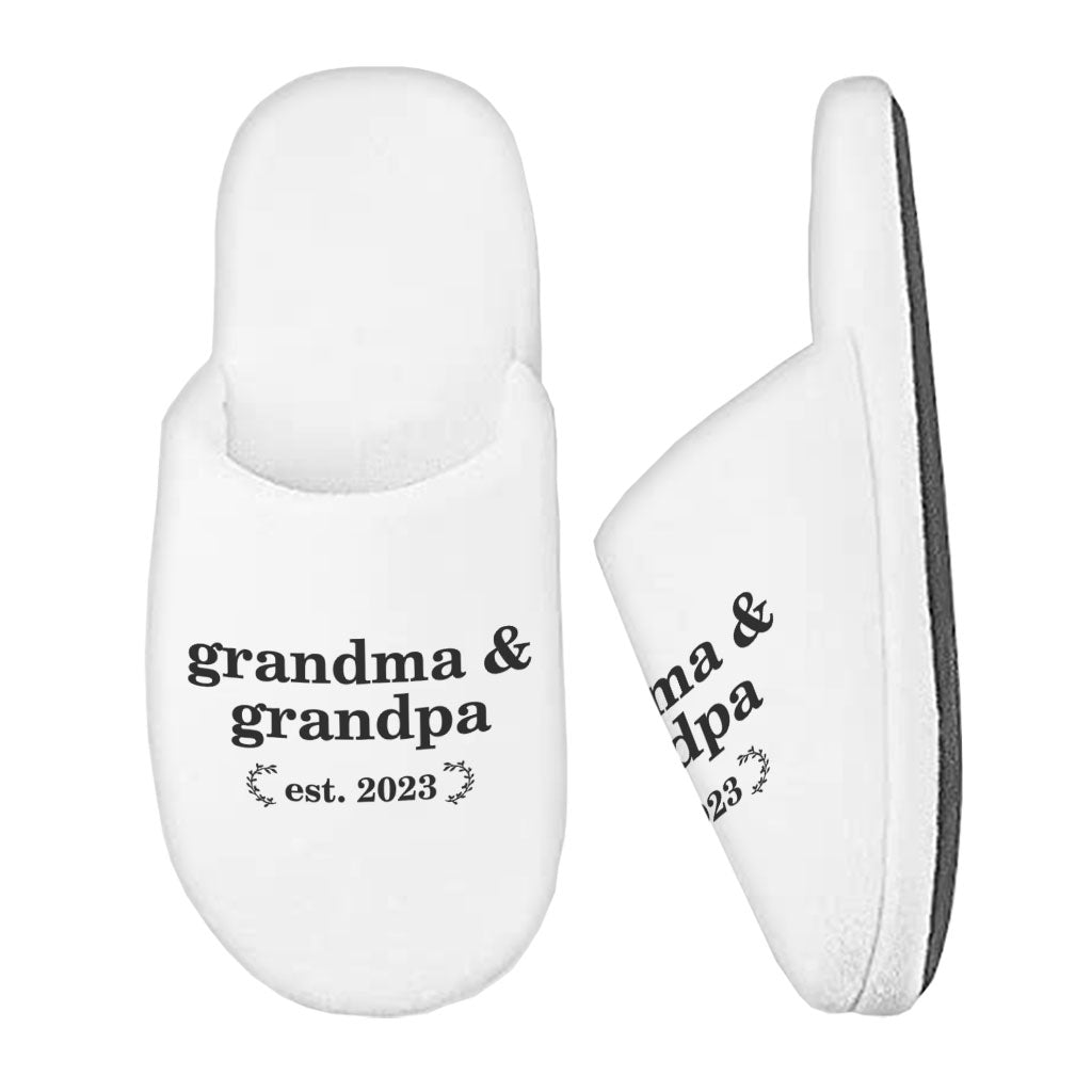 Grandma and Grandpa Memory Foam Slippers - Word Art Slippers - Unique Slippers