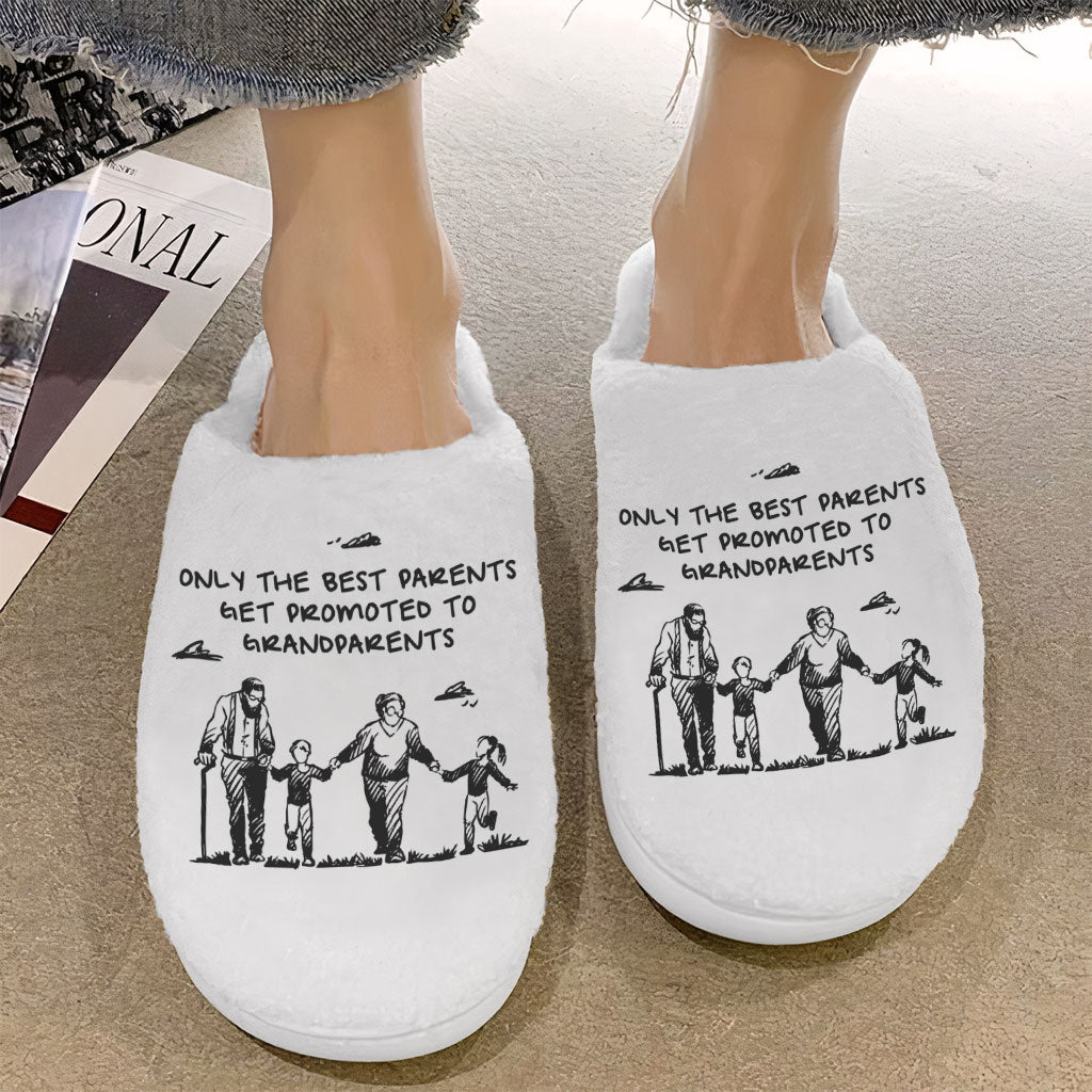 Get Promoted to Grandparents Memory Foam Slippers - Illustration Slippers - Art Slippers