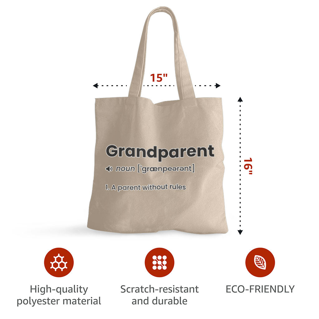 Grandparent Definition Small Tote Bag - Minimalist Shopping Bag - Word Print Tote Bag