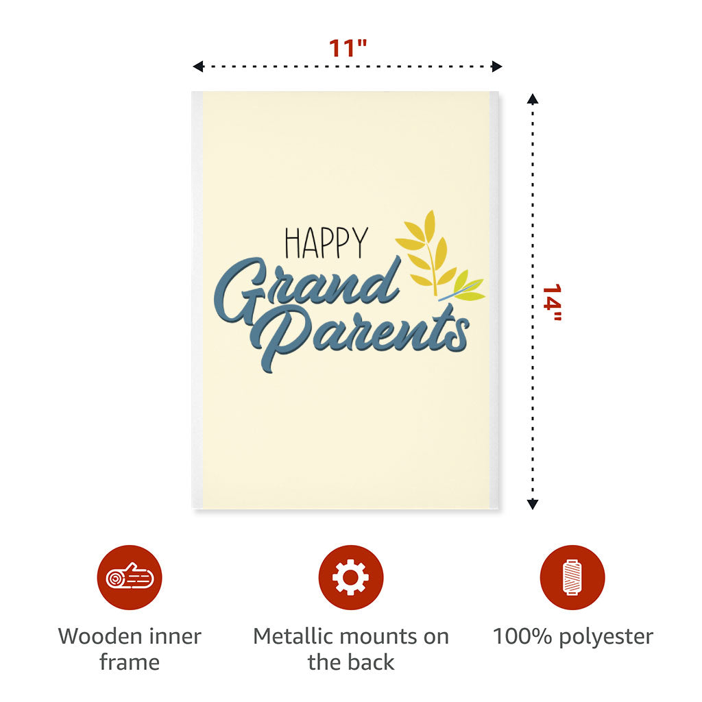 Happy Grandparents Wall Picture - Word Print Stretched Canvas - Cute Wall Art