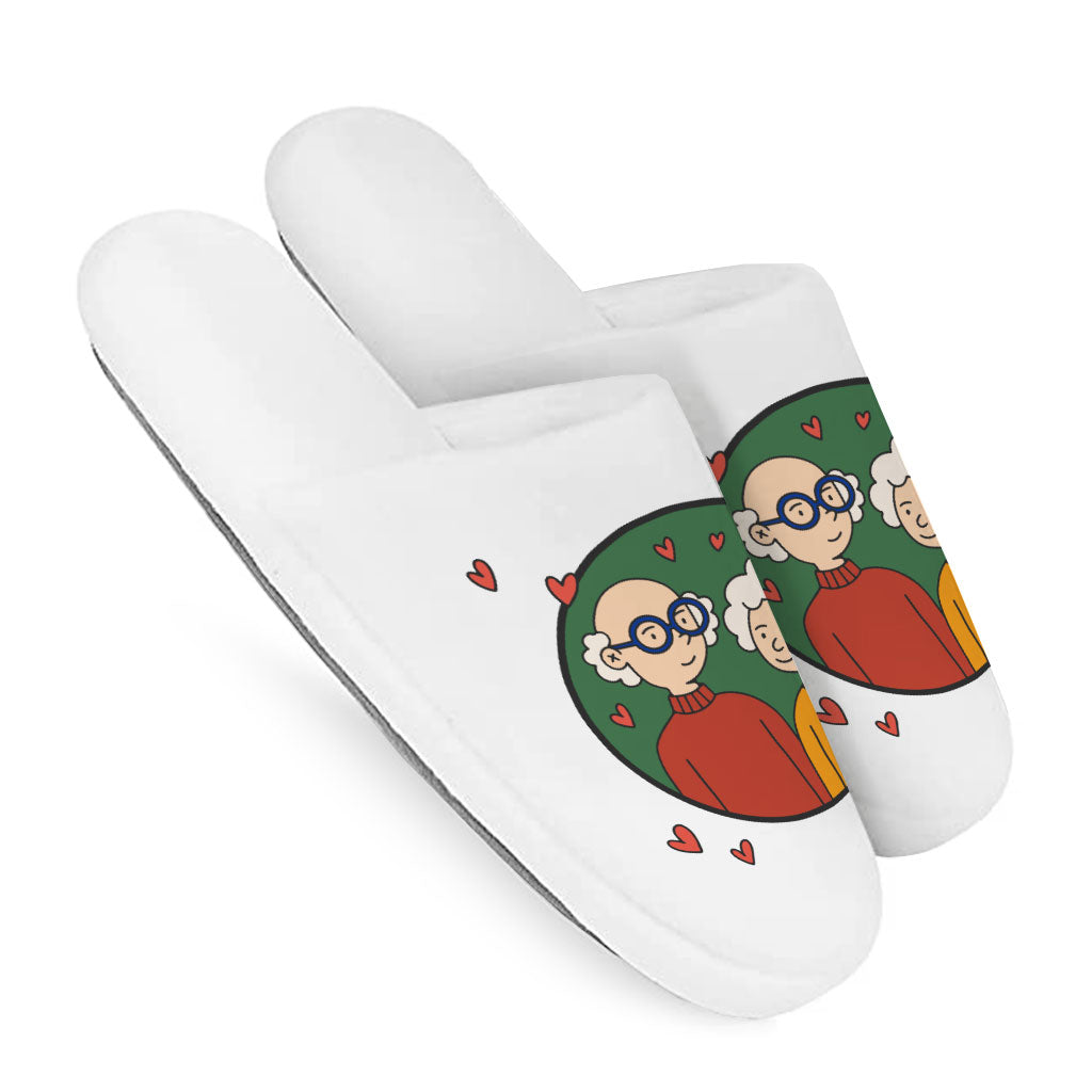 Cute Grandparents Memory Foam Slippers - Graphic Slippers - Portrait Slippers