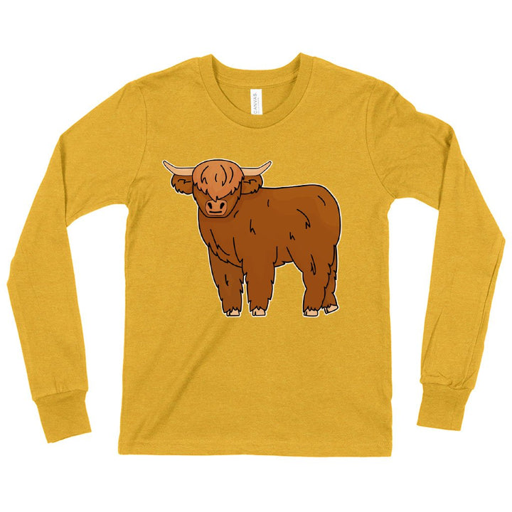 Kids' Highland Cow Long Sleeve T-Shirt - Cute Animal T-Shirt