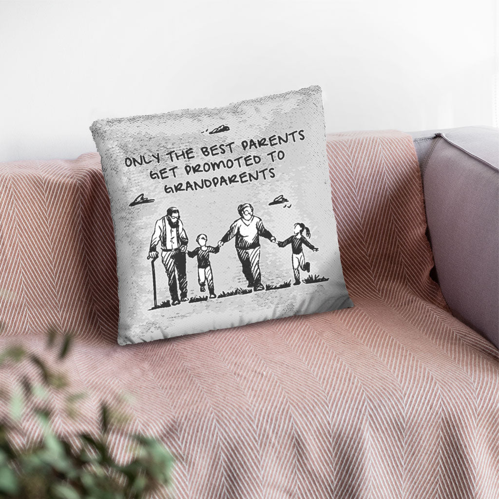Get Promoted to Grandparents Sequin Pillow Case - Illustration Pillow Case - Art Pillowcase