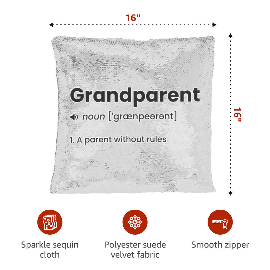 Grandparent Definition Sequin Pillow Case - Minimalist Pillow Case - Word Print Pillowcase