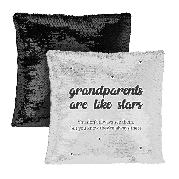 Grandparents Are Like Stars Sequin Pillow Case - Phrase Pillow Case - Minimalist Pillowcase