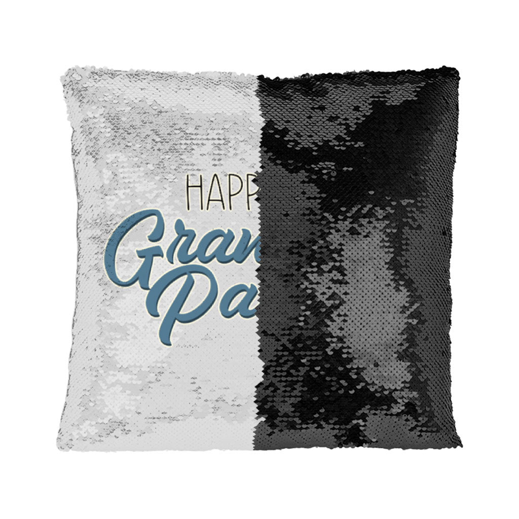 Happy Grandparents Sequin Pillow Case - Word Print Pillow Case - Cute Pillowcase