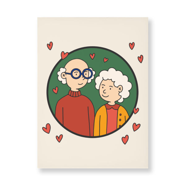 Cute Grandparents Wall Picture - Graphic Stretched Canvas - Portrait Wall Art
