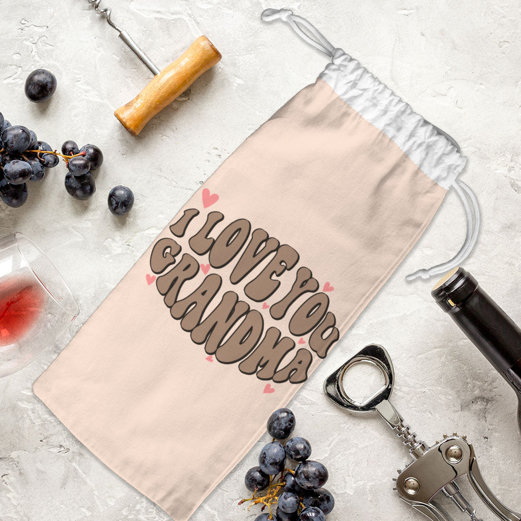 I Love You Grandma Wine Tote Bag - Unique Wine Tote Bag - Graphic Wine Tote Bag