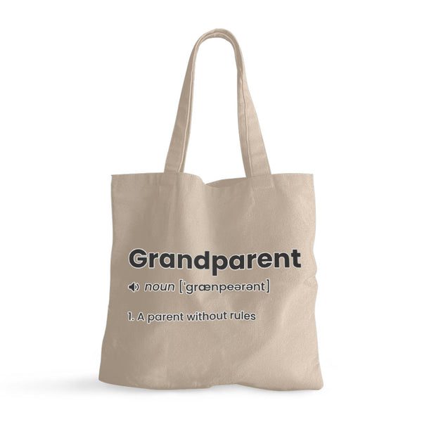 Grandparent Definition Small Tote Bag - Minimalist Shopping Bag - Word Print Tote Bag