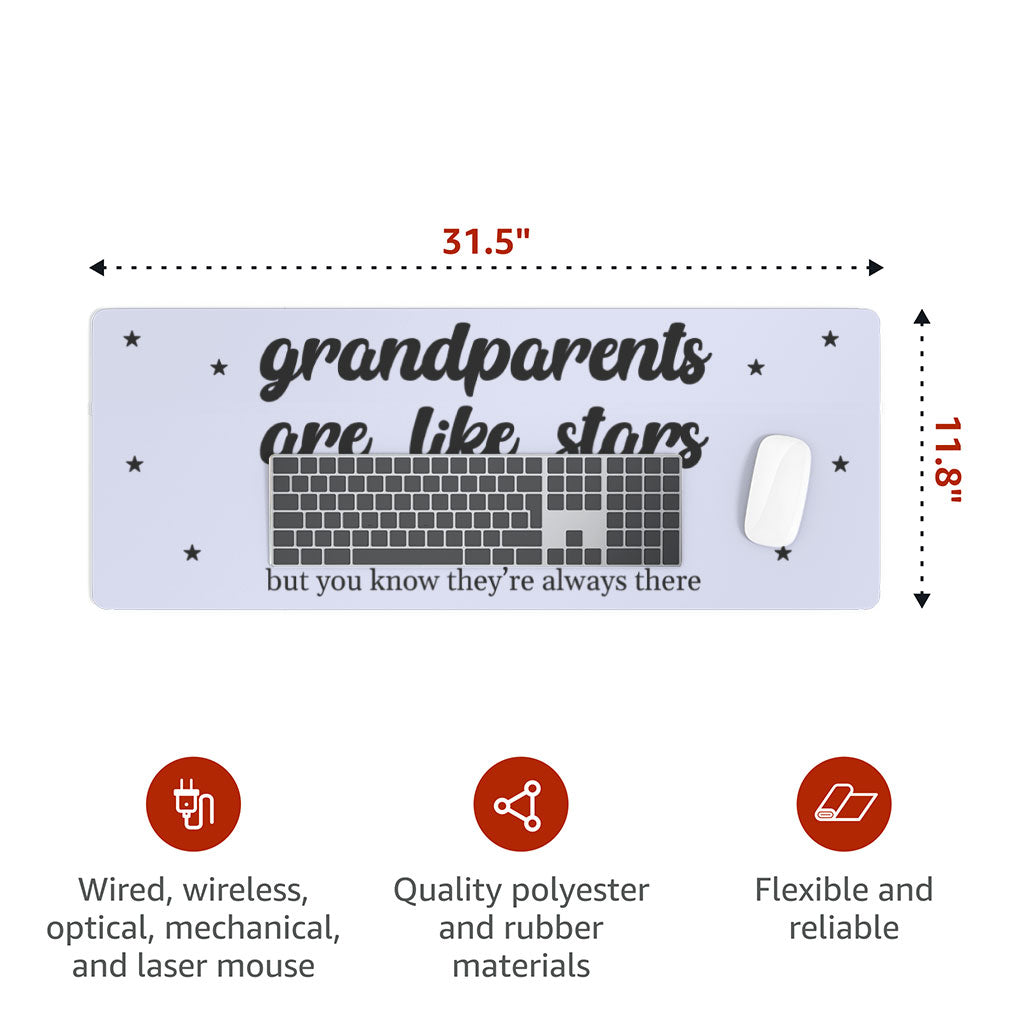 Grandparents Are Like Stars Desk Mat - Phrase Desk Pad - Minimalist Laptop Desk Mat