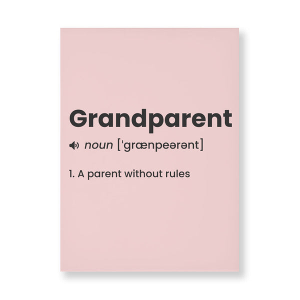 Grandparent Definition Wall Picture - Minimalist Stretched Canvas - Word Print Wall Art